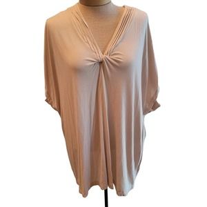 Soft Surroundings Oatmeal Short Sleeve Dolman Lagenlook Boho Top 1X